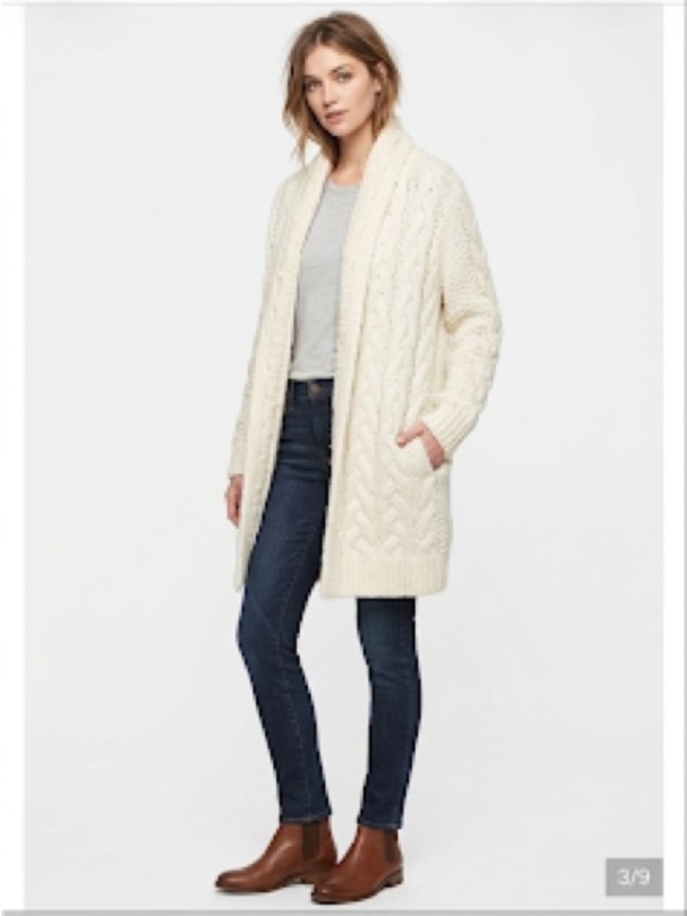Jean Paul Knott Chunky Cableknit Ivory Sweater Coat Alpaca/wool Cottagecore